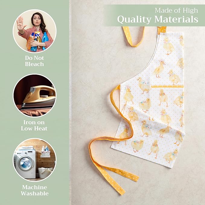 Maison d' Hermine 100% Cotton Apron for women with Pocket Kitchen Chef Apron for Men Cooking Easter Decorations