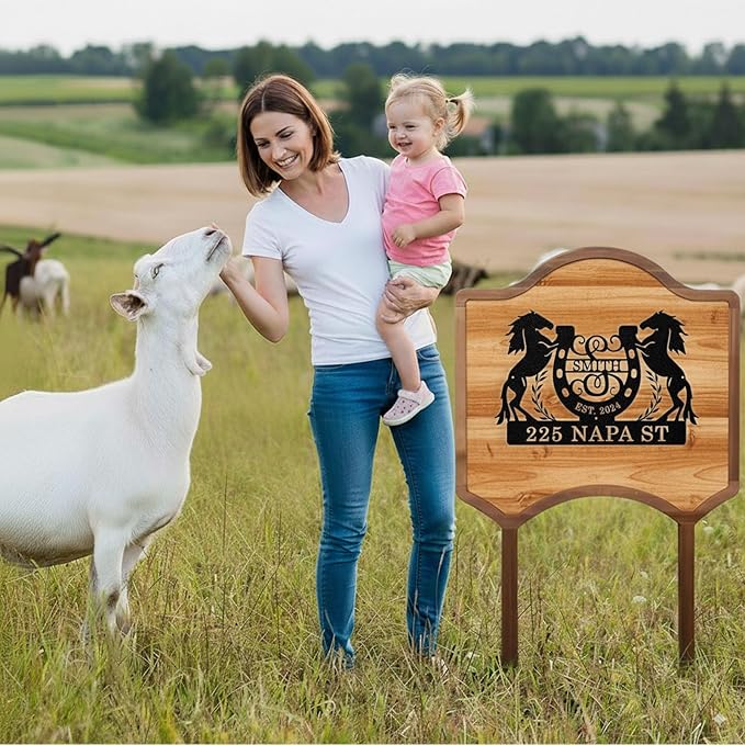 Personalized Metal Farm Sign, Custom Farm Metal Signs Outdoor, Custom Ranch Sign, Customized Horse Signs Western Decor for Farms, Ranch, Barn, Farmhouse, Housewarming Rancher Gifts