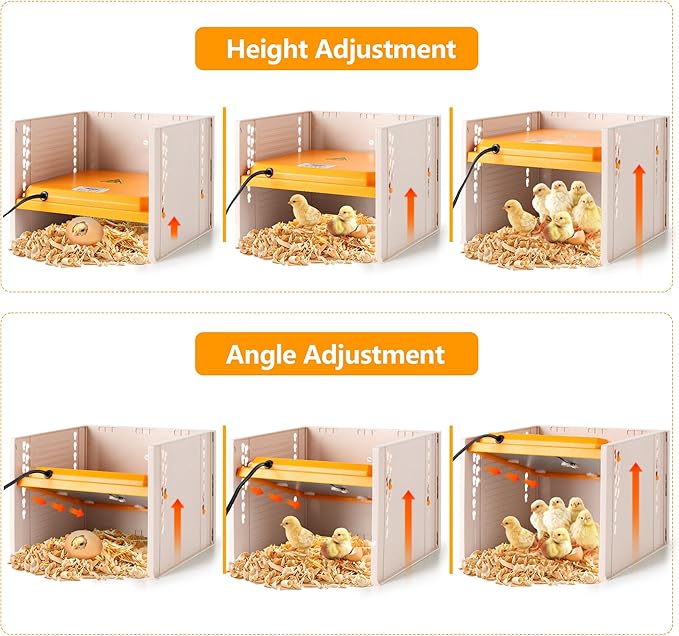 Chick Brooder, Chicken Brooder Heating Plate for Chicks with Adjustable Height and Angle