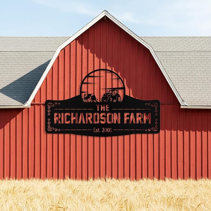 Personalized Metal Farm Signs, Custom Ranch Sign, Customized Farm Metal Signs Outdoor, Custom Large Hanging Family Name Sign for Farms, Ranch, Barn, Farmhouse