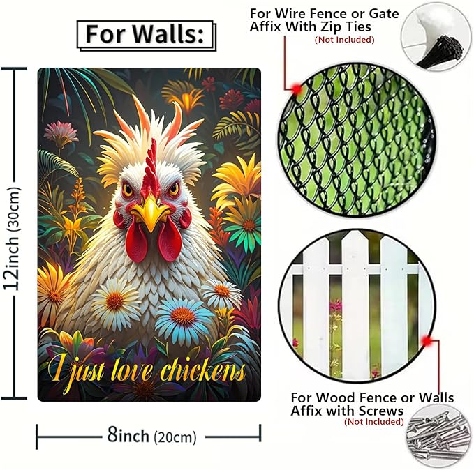 Chicken Retro Tin Sign Vintage Metal Poster Wall Art Chicken Decoration for Coops Farms Yard Home Bar Cafe Garage or Office - Thoughtful Chicken Gift Idea