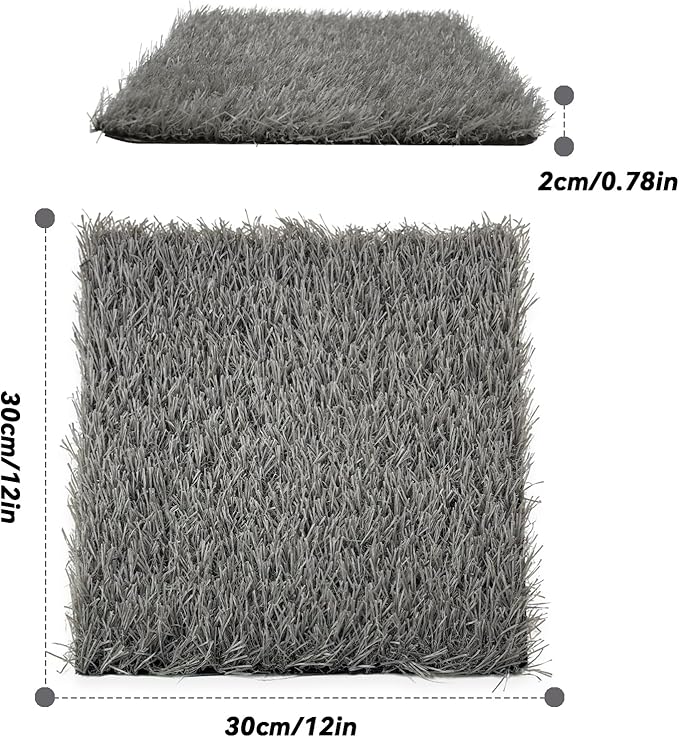 PINVNBY 6 Pcs Artificial Chicken Coop Nesting Pads,12"x12" Washable Chicken Nest Box Liners Hen Laying Mats Fake Grass Synthetic Turf Mat for Chicken Coop Pet Garden Lawn Indoor Outdoor(Gray)
