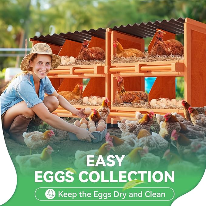 Chicken Nesting Boxes,10 Compartments Wooden Nesting Boxes for Chickens,Laying Boxes for Hens Ducks Poultry Protect Eggs Chicken Coops Easy Egg Collection (10 Hole)