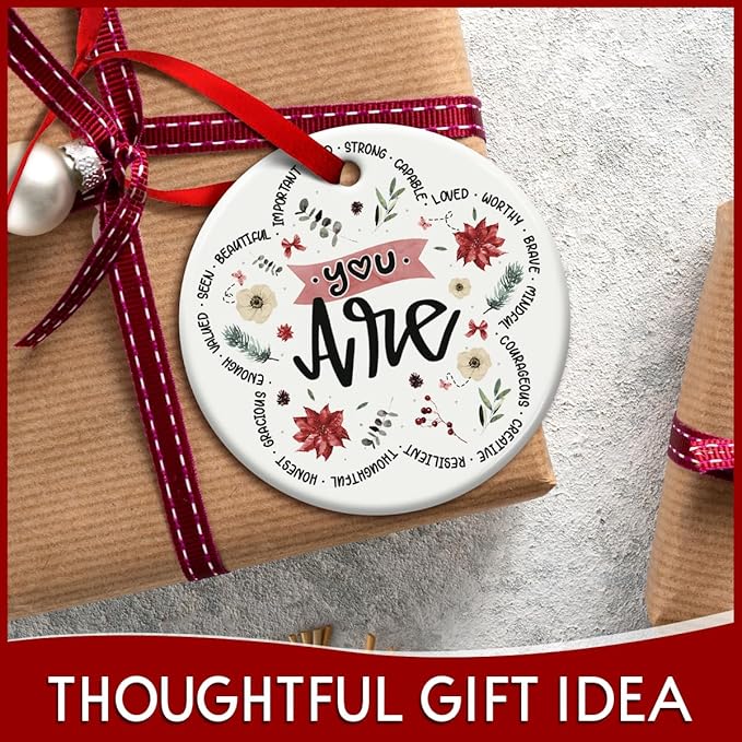 Religious Christmas Hanging Ornaments, Bible Verse Ornament - Encouragement Gifts for Women, Mom, Ladies, Girl, Coworker Female - Faith Based Gift - Christmas Decorations Christian