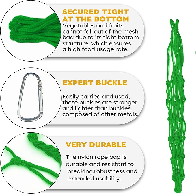 Chicken Vegetable Hanging Feeder 2PCS - Reusable Poultry Feeding String Bag, No Waste Enrichment Feeder for Hens Ducks Coops, Chicken Toy for Coops(Green)