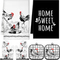 Leinuosen 6 Ink Rooster Farmhouse Kitchen Decor Dish Towels Oven Mitts and Pot Holders Sets Chicken Kitchen Towels Absorbent Decorative Accessories for Cooking Baking Grilling