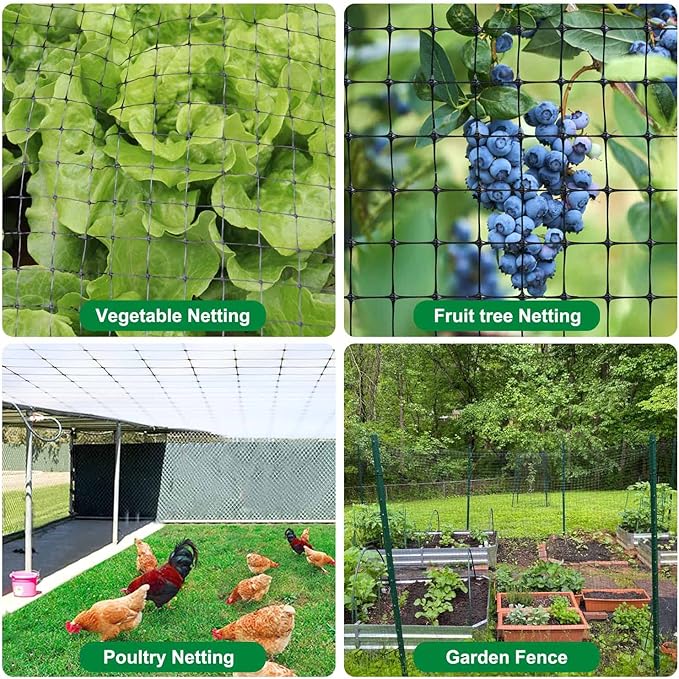 Deer Netting Fence, 8ft x 100ft Bird Netting Heavy Duty Garden Netting for Garden Protection Fruit Trees Vegetable Plants Against Birds, Deer and Other Animals