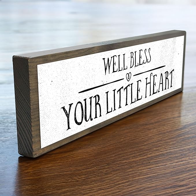 Wood & Metal Southern Sign – Weatherproof Indoor Outdoor Wall Decor – Rustic Charm with "Well Bless Your Little Heart" – Gift-Wrapped & Ready to Give