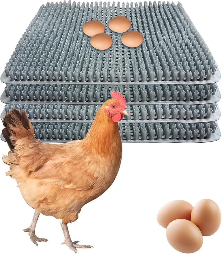 Chicken Nesting Box Pads, 13×11 in Reusable Nest Box Liners, 4-Pack Gray — Trim-to-Fit PE Pads with Ventilated Grid for Easy Cleaning