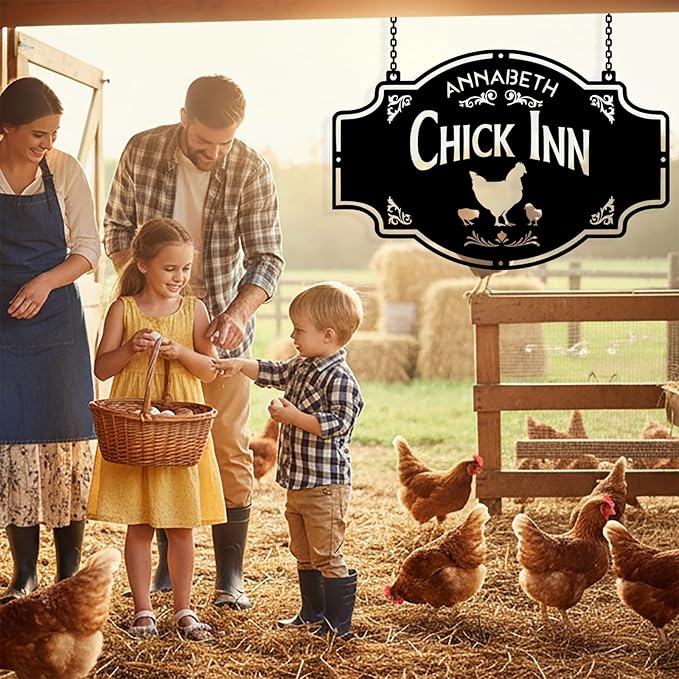 Custom Chicken Coop Metal Sign, Personalized Chicken Coop Sign for Outside, Custom Metal Hen House Farm Signs, Chickens Hen House Farmhouse Wall Art Decor