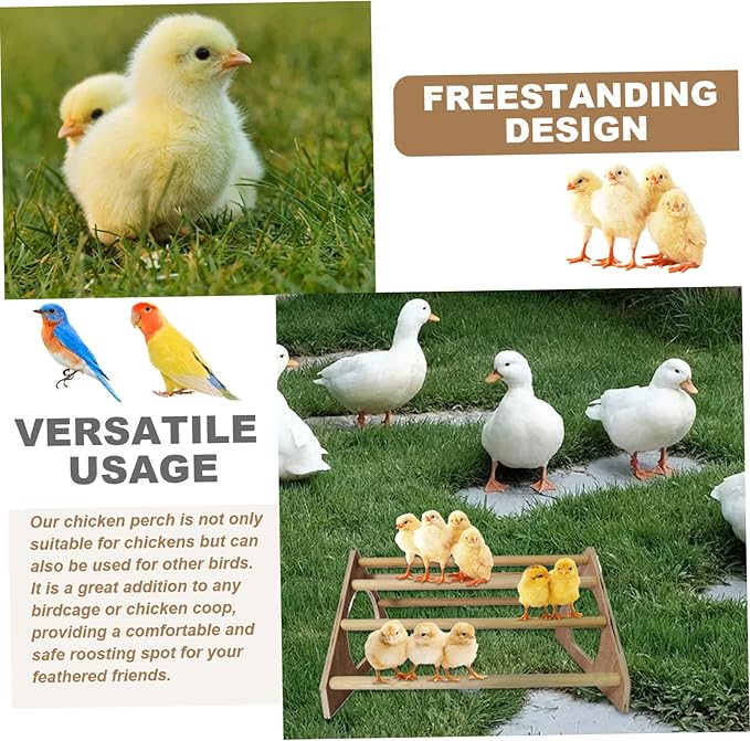 Chicken Perch with 7 Bars Wooden 14.6x10.8x7.8in Chicken Roosting Bars with Side Holes Freestanding Roost Coop Accessories Roosting for Chickens in Coop Roost