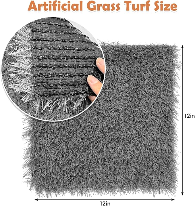 Hamiledyi Chicken Nesting Pads 6 Pcs Washable and Reusable Nesting Pads for Chicken Coop Artificial Grass Rug Carpet Synthetic Turf Mat Garden Lawn Bedding for Chicken Hen Small Pets(Grey, 12"x12")