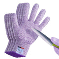 Cut Resistant Gloves, 2 Pairs of Cut Proof Gloves for Kitchen, Oyster Shucking, Fish Fillet Processing, Carving Wood and Gardening (Large-Violet)