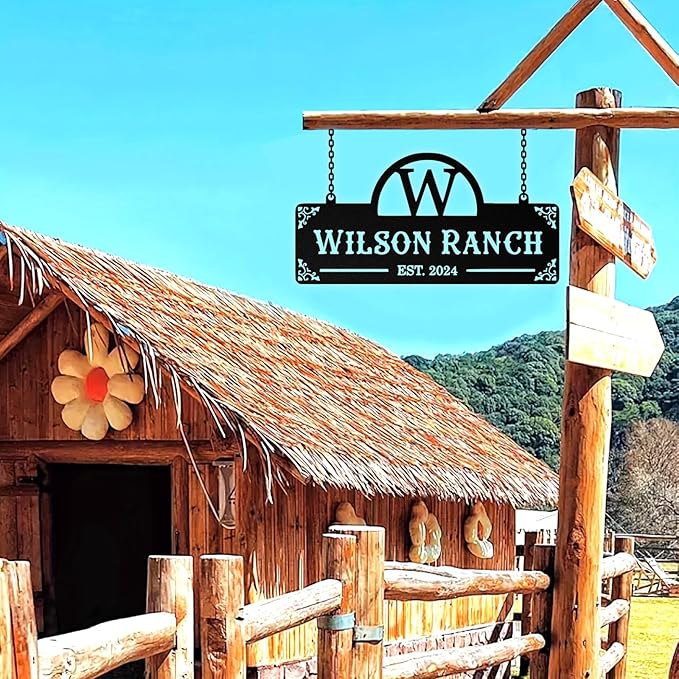 Personalized Metal Farm Signs, Custom Farm Metal Signs Outdoor, Custom Ranch Sign, Customized Family Name Sign for Farms, Ranch, Farmhouse - Housewarming Rancher Gifts