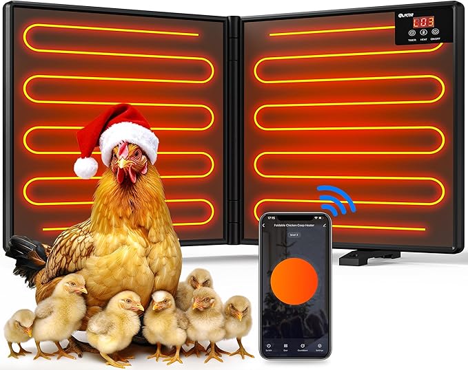 Chicken Coop Heater for Winter with Remote APP Control, 30''x12'' Large Foldable Chicken Heaters Warmer Inside Coop with Adjustable Timer Temp, 180W Safe Flat Panel Radiant Heater for Chickens Coops