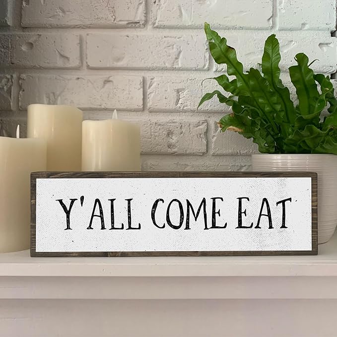 Wood & Metal Southern Sign – Weatherproof Indoor Outdoor Wall Decor – Rustic Charm with "Y’all Come Eat" – Gift-Wrapped & Ready to Give