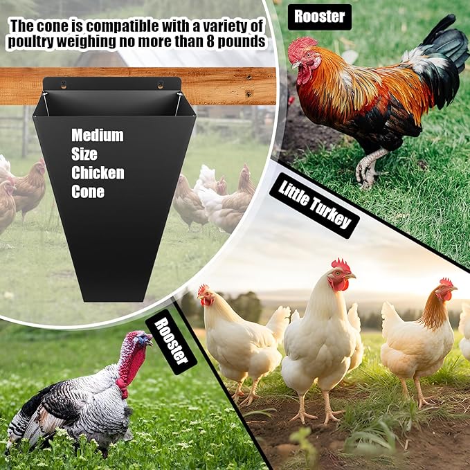 Poultry Processing Equipment Set Include Chicken Cone, Clear Heat Poultry Shrink Bags With Silicone Straw And Cable Ties Restraining Cones for Chicken Turkey Processing(Large)