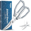 Huusk Silver Multi-Purpose Seafood Scissors - Easy to Take Apart for Thorough Cleaning -Sharp Kitchen Shears with Oversized Handles for Less Strain - for Crab, Shrimp, Christmas Gift for Men and Women