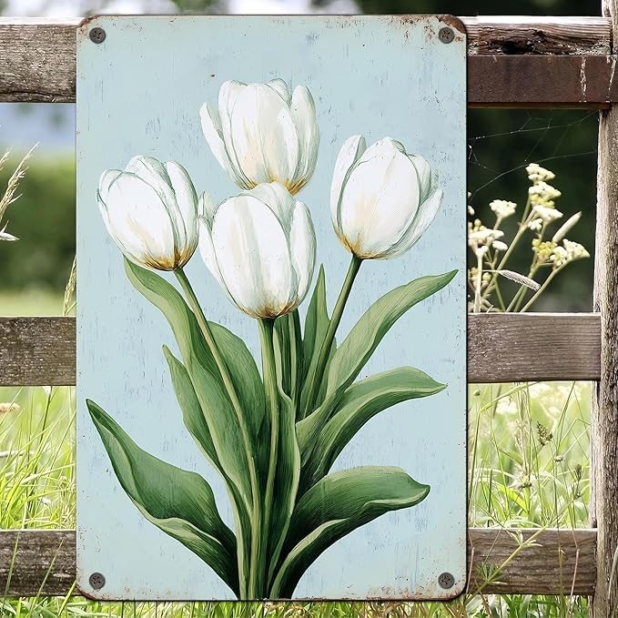 Tulip Vintage Metal Tin Sign for Home Kitchen Bar Coffee Shop Metal Sign 12x16inch