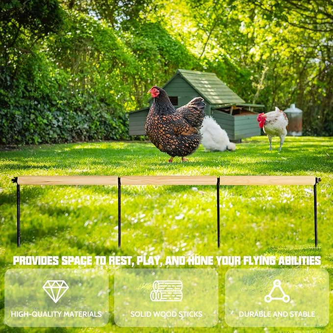 Chicken Toys,Extra Long Chicken Perch Toys,Woodern Chickens Roosts and Perches Stand Training Perch for Poultry Rooster Chicks Large Bird Chicks Parrot, 44.88” Long (Natural Wood Color)