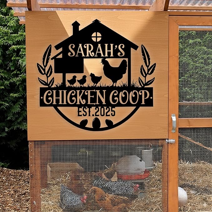 Custom Chicken Coop Metal Sign, Personalized Chicken Coop Sign for Outside, Custom Metal Hen House Farm Signs, Chickens Hen House Farmhouse Wall Art Decor