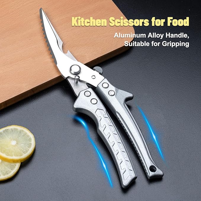 Kitchen Scissors for Food, Super Sharp Poultry Shears, Kitchen Shears Heavy Duty, Spring-loaded Multi-Purpose Scissors for Cooking, Butchering, and Cutting