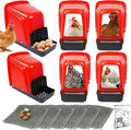 Chicken Nesting Boxes Chicken Laying Boxes with Egg Roll Out Nesting Boxes for Chickens Coop Nest Box Large, Easy to Install, Waterproof and Durable (Red, 6 Pack)