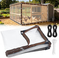 Chicken Coop Cover for Winter, Waterproof Clear Tarp with Metal Grommets, Rope & Cable Ties, Durable Easy Install Chicken Run Cover Winter Wrap, Insulated Poultry Supplies for Outdoor Patio Porch