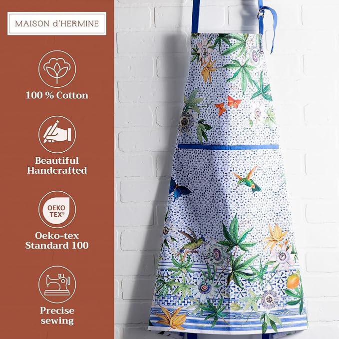 Maison d' Hermine 100% Cotton Apron for women with Pocket Kitchen Chef Apron for Men Cooking Easter Decorations