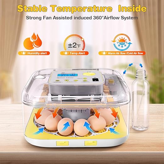 Sailnovo 12 Egg Incubators for Hatching Egg with Auto Egg Turning and Auto Humidification,Incubator for Chicken Eggs,Temperature Control, Egg Candler,Ideal for Farm,School and Lab