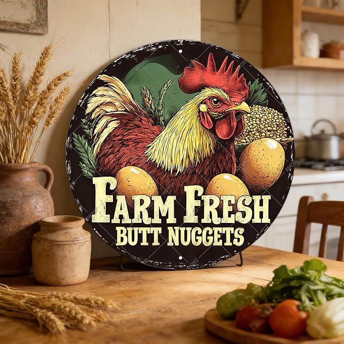 Vintage Chicken Coop Metal Tin Sign Rustic Farm Fresh Eggs Wall Art Antique Farmhouse Kitchen Decor Outdoor Garden Plaque Retro Ornament 8 Inch