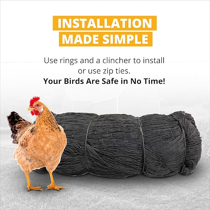 Stromberg’s 2” Mesh Heavy Duty Knotted Aviary Netting, UV Resistant Polyethylene Fiber for Game Birds, Pheasants & Poultry, 85 Lbs Break Strength Durable Against Weather and Predators