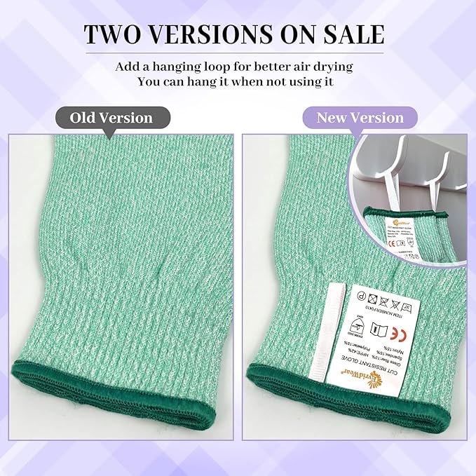 Evridwear Cut Resistant Gloves Food Grade Level 5 Kitchen Safety Protection (Medium, Green)