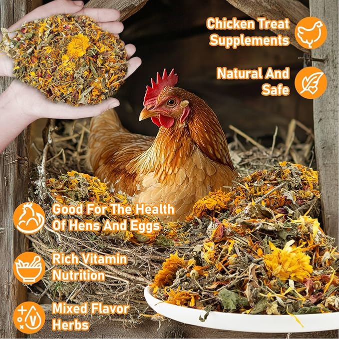 MAQIHAN 30oz Chicken Nesting Herbs - Dried Herb for Layer Feed,Coop and Run Insulation,Roosting Bars, Box Pads,Supplies for Laying Hens & Chicks,Vacuum Packed Bedding for Winter