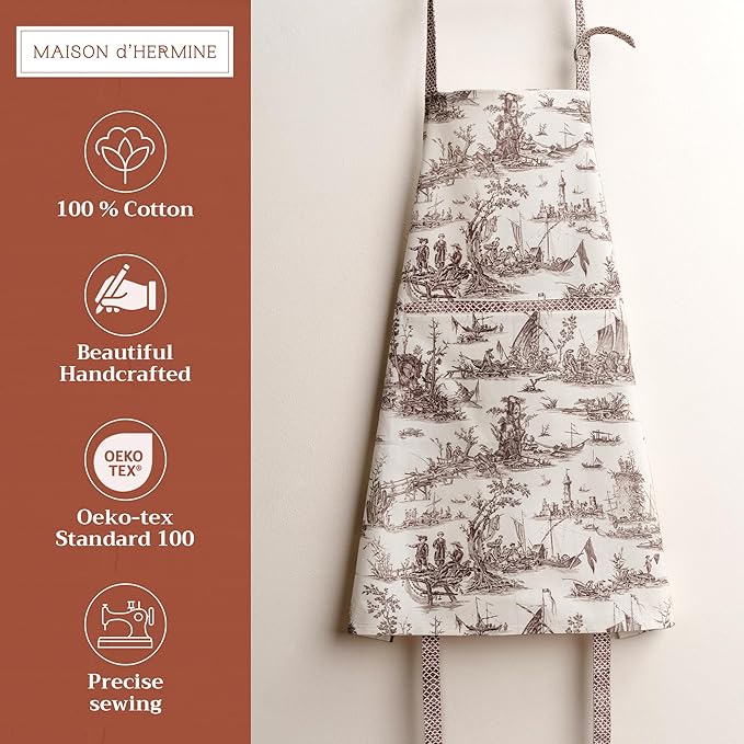 Maison d' Hermine 100% Cotton Apron for women with Pocket Kitchen Chef Apron for Men Cooking Easter Decorations