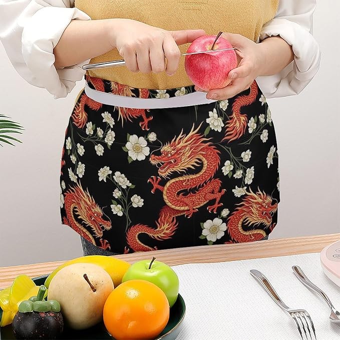 Half Apron with 3 Pockets Chef Cooking Kitchen Restaurant Aprons for Women Men