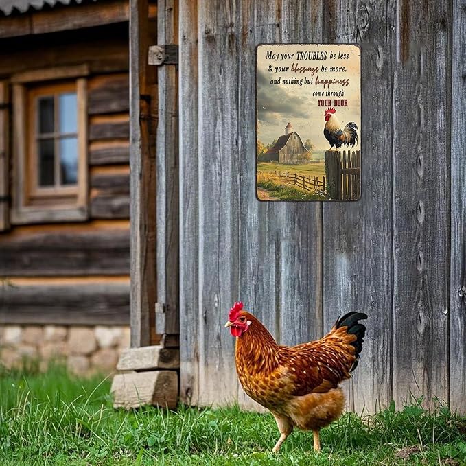 Rooster Kitchen Wall Decor Chicken Metal Signs Farm Rooster Crowing Sign Chicken Decor Welcome To My Mother Kitchen Home Fence Wall Decor 12x8 Inch Vintage Chicken Coop Tin Poster