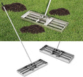 Happygrill Lawn Leveling Rake, Heavy Duty Lawn Level Tool for Soil w/67” Handle, Dirt Ground Leveler, Effort-Saving Landscape Rake for Garden, Backyard, Golf Course, Farm, Pasture (30" x 10", Silver)