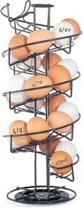 Shop Square Spiral Egg Holder Countertop - Holds 3 Dozen - Fresh Egg Storage Skelter Rack for Counter with Non-Slip Base, Black