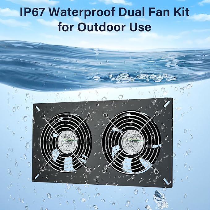 Solar 2 Fan Kit, Waterproofed Solar Powered Fans for Outdoor Chicken Coop, Greenhouse & Shed Intake or Exhaust Air