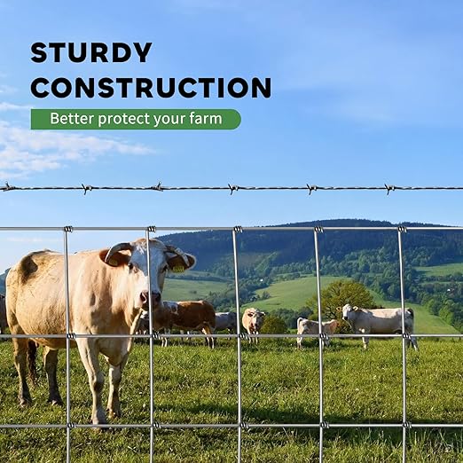12 Gauge Heavy Duty Cattle Panels for Garden Trellis, 4ftx100ft, Thickened Cattle Panels for Galvanized Farm Fence Chicken Wire Fencing, Durable Goat Fence, Ideal for Farm and Field Protection
