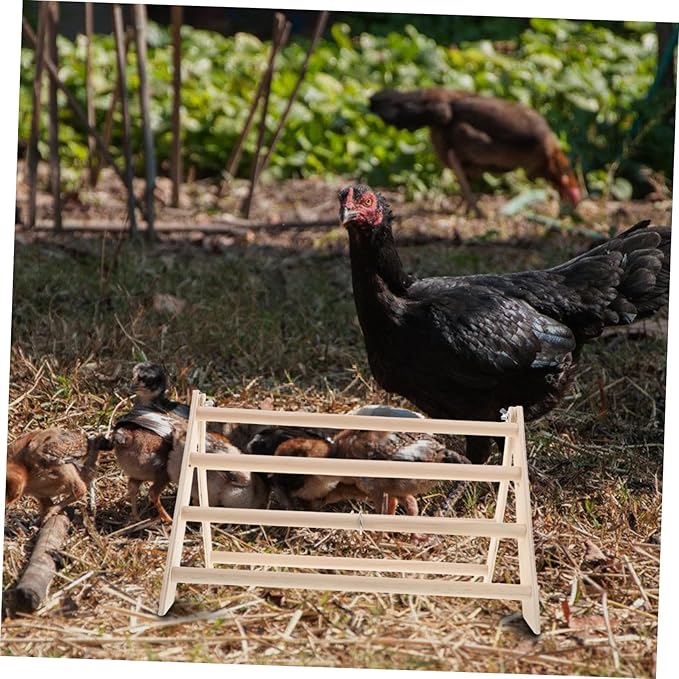 Toyvian Wood Chicken Perch Stand for Poultry Enrichment Natural Wood Chick Roosting Bar Easy to Clean Chicken Coop Accessories for Chicks and Hens