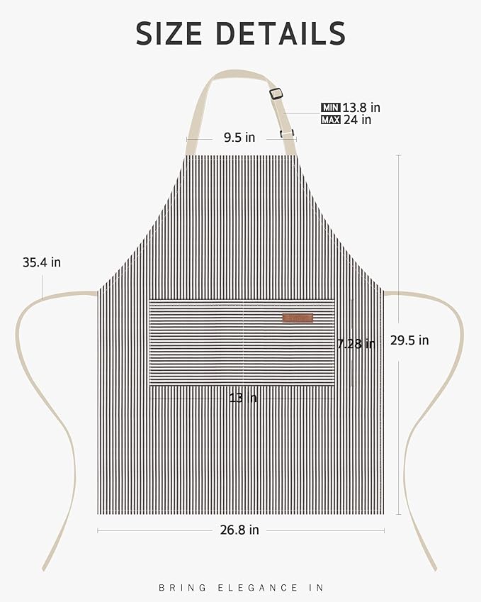 Syntus Adjustable Bib Apron with 2 Pockets Cooking Kitchen Aprons for Women Men Chef