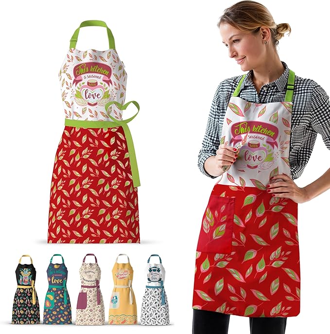 Waterproof Apron for Adults – Adjustable Fit with Deep Pockets, Stylish Cooking & Baking Apron for Women & Men