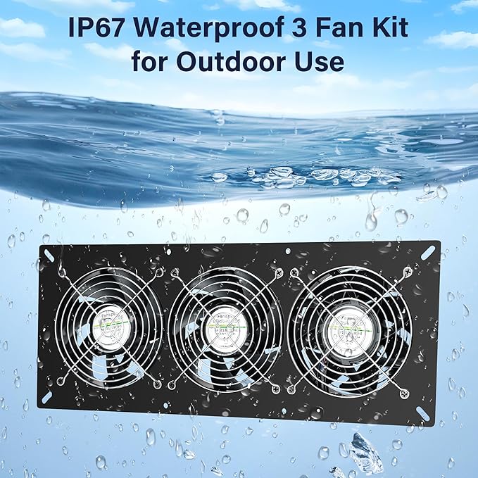 Solar 3 Fan Kit, Waterproofed Solar Powered Fans for Outdoor Chicken Coop, Greenhouse & Shed Intake or Exhaust Air