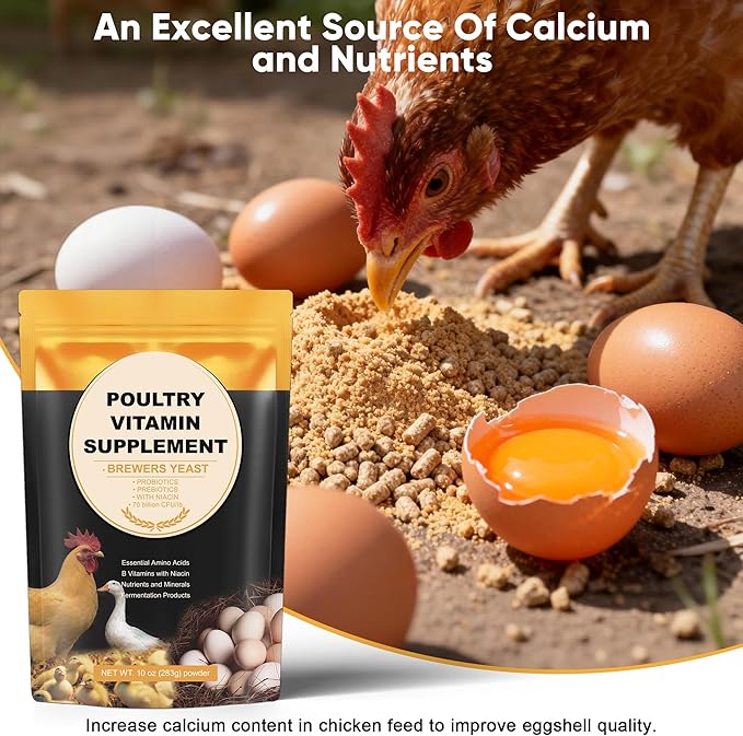 Brewer's Yeast + Probiotics + Niacin + Vitamins Supplement for Ducks Chickens and Poultry, 7Pack Niacin for Ducks Chickens, Poultry Vitamins Supplement, Brewers Yeast Powder for Chicken