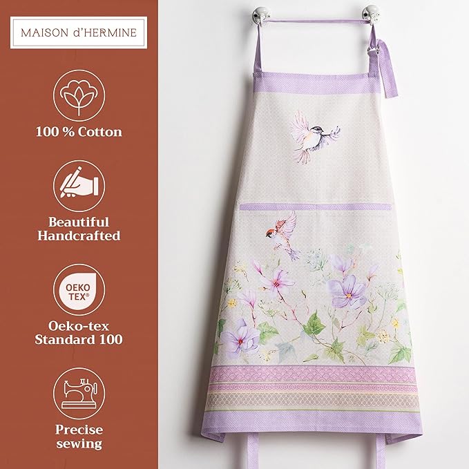 Maison d' Hermine 100% Cotton Apron for women with Pocket Kitchen Chef Apron for Men Cooking Easter Decorations