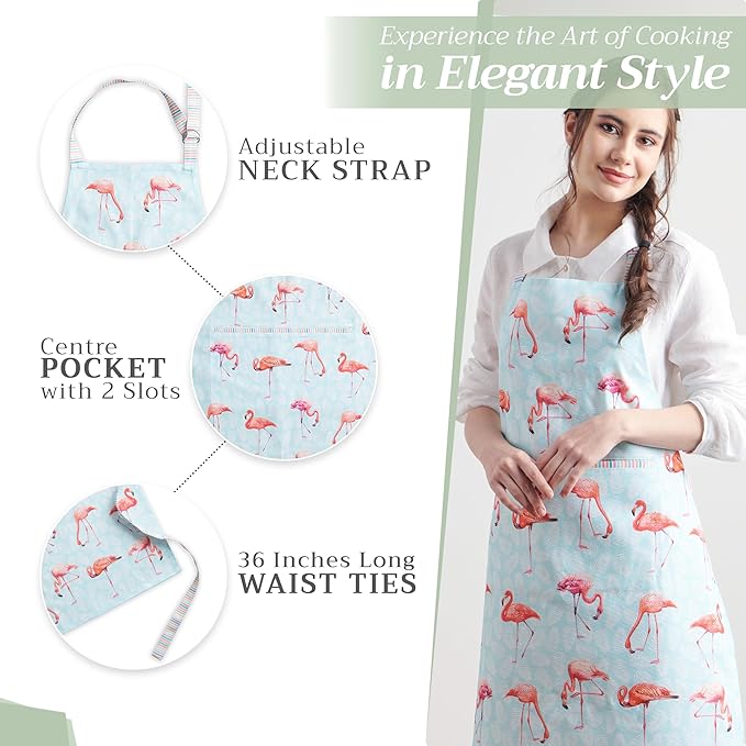 Maison d' Hermine 100% Cotton Apron for women with Pocket Kitchen Chef Apron for Men Cooking Easter Decorations