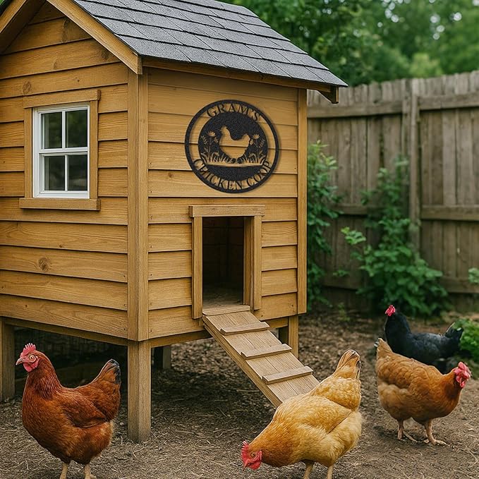 Personalized Chicken Coop Signs, Outdoor Chicken Coop Decor, Vintage Farmhouse Wall Decor, Custom Metal Name Sign for Farm Yard Garden Home, Gifts for Chicken Lovers Color10