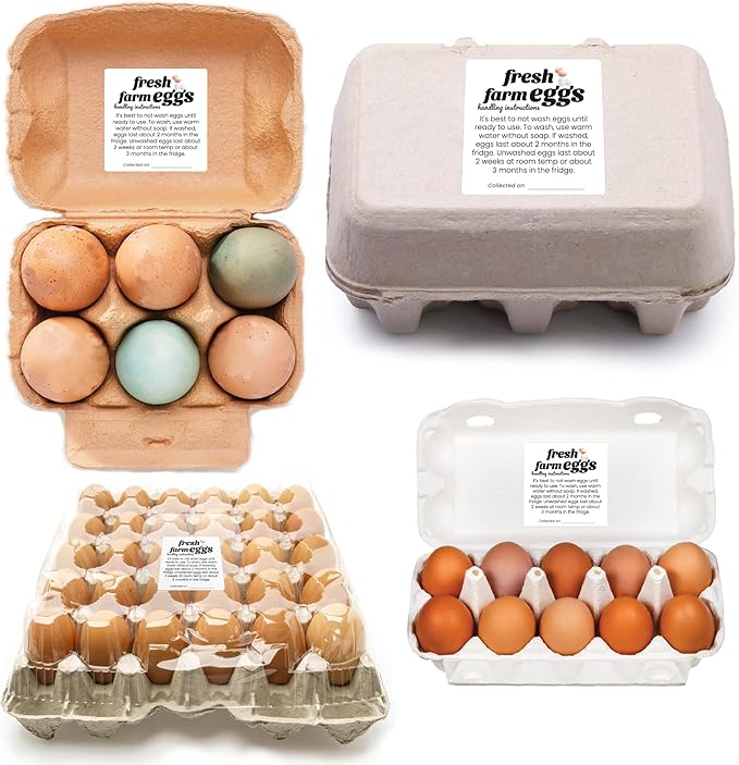 100 Pack Premium Fresh Farm Eggs Handling Instructions Stickers Labels Care Accessories | Egg Blank Cartons 4 6 12 15 18 30 48 50 Count Basket Box Container Storing Extra Organizer -M14SS100